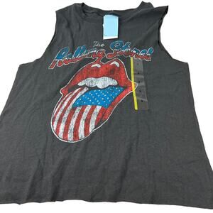 The Rolling Stones Women's American Flag Graphic Cropped Tank Top - Medium - NWT